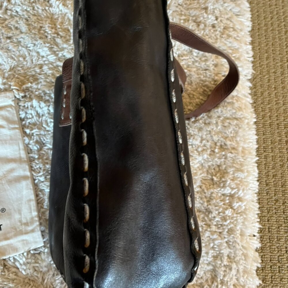 Bed Stu STEVIE Leather Tote Black Teak Rustic VGUC - Picture 8 of 15